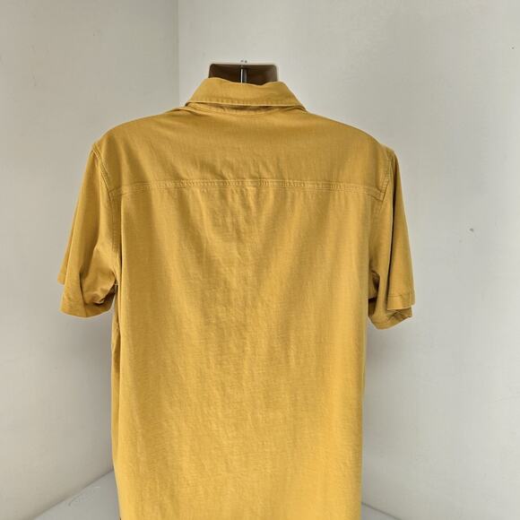 L.L. Bean Shirt Mens XL Reg Mustard Yellow Button Front Organic Cotton Knit - Picture 6 of 9